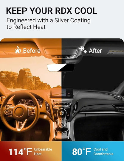 Proadsy Windshield Sun Shade Custom Fit Acura RDX 2019-2024 2025 2026 4-Layer Foldable Front Sunshade Protector Sun Visor Blocks UV Rays Keep Car Cooler