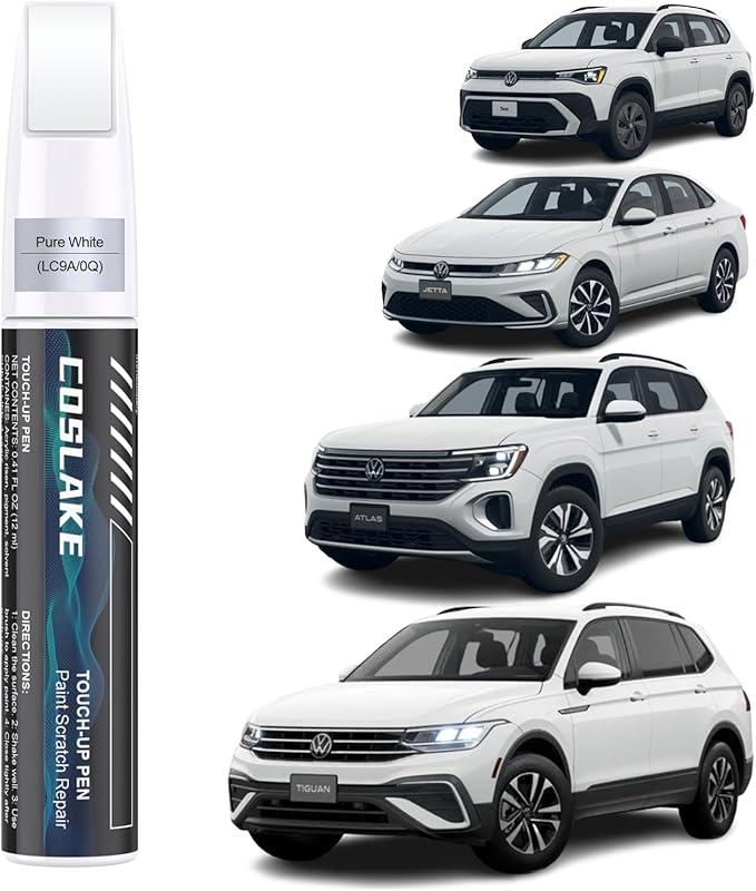 Car Touch Up Paint(Pure White(LC9A/0Q)) for Volkswagen, Car Paint Scratch Repair Kit, Quick & Easy Solution to Repair, 2 in 1 Scratch Remover Pen with 2PCS Disposable Micro Applicators
