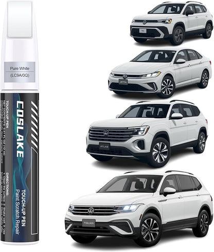 Car Touch Up Paint(Pure White(LC9A/0Q)) for Volkswagen, Car Paint Scratch Repair Kit, Quick & Easy Solution to Repair, 2 in 1 Scratch Remover Pen with 2PCS Disposable Micro Applicators