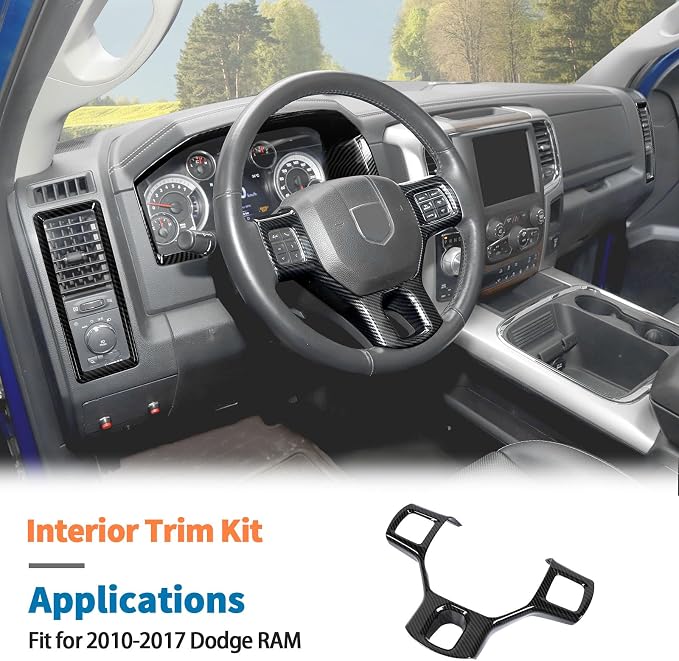 JeCar 4pcs Carbon Fiber Interior Trim Kit for 2010-2017 Dodge Ram 1500 Interior Accessories