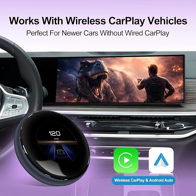 CarPlay Magic AI Box with 3.2” Touchscreen, Supports OEM Wired & Wireless CarPlay, Android 14 Wireless CarPlay & Android Auto for BMW, Mercedes, Audi, Porsche, Netflix YouTube, 4G LTE, Plug & Play