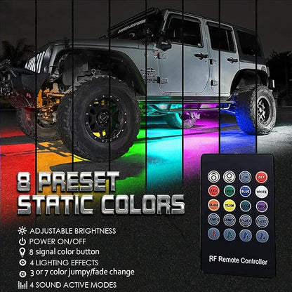 Yielinth Car Underglow Lights, Exterior LED Strip Lights with App and RF Remote Control, 16 Million Colors Underglow Kit for Car, 4 Pieces