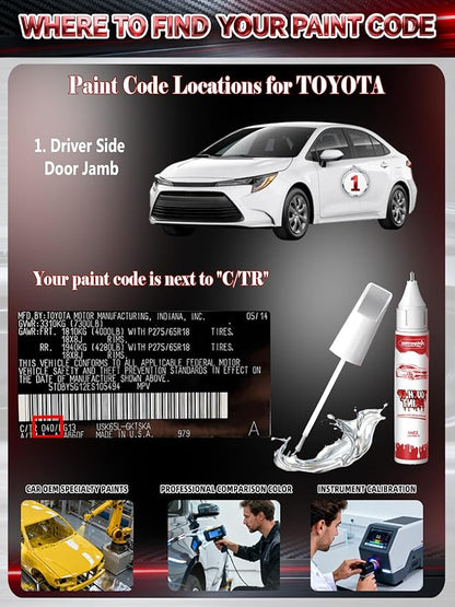 3T3 Ruby Flare Pearl Car Touch Up Paint for Toyota, Color Accurate Two-In-One Car Paint Scratch Repair Pen, Professional Scratch Remover for Vehicles Chips and Nicks Scuff
