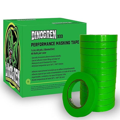 LAUCO DINOGREN High Performance Masking Tape for Car Paint, Heat & Water Resistant, Multi-Purpose Green (0.75 in 48 Rolls) 7765