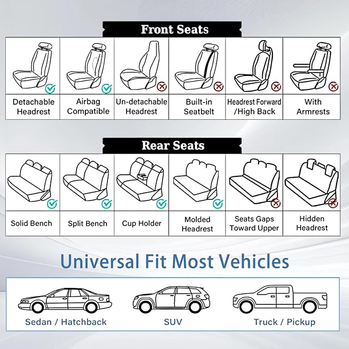WELLDO Car Seat Covers, 2 Seats,Beige | Waterproof, Scratch-Resistant, Breathable & Easy to Clean, Universal Fit for SUV Sedan Truck, Full Set