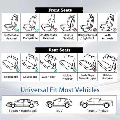WELLDO Car Seat Covers, 2 Seats,Beige | Waterproof, Scratch-Resistant, Breathable & Easy to Clean, Universal Fit for SUV Sedan Truck, Full Set