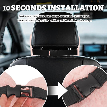 Furry Bow Car Headrest Pillow,Soft & Comfortable Car Neck Pillow for Cars Decorations & Fatigue Relief,Universal Head Rest Pillows for Cars Interior Accessories for Trucks,SUVs (Pink)