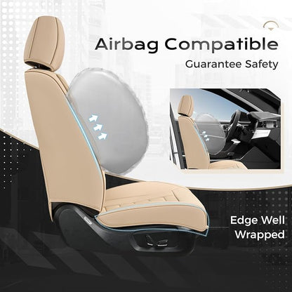 Coverado Car Seat Covers, Front Covers for Cars, Car Seat Cover Front Seats, Automotive Seat Cover, Waterproof, Leather Car Seat Cushion, Universal Interior Covers Seat Protectors for Most Cars