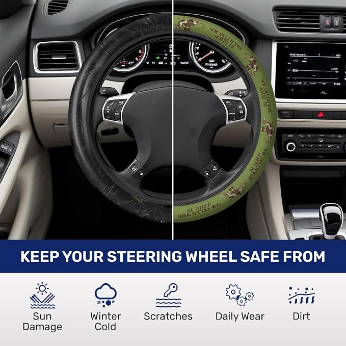 GENANY Royal Cat Steering Wheel Cover, Non Slip Polyester Car Wheel Protector for Car SUV Truck, Universal 15 Inch