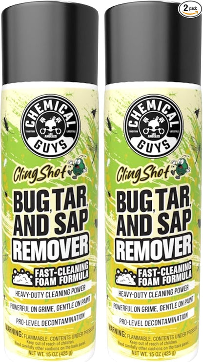 Chemical Guys Bug, Sap & Tar Remover, Fast Acting Pre Wash Cleaner for Cars, Trucks & SUVs, Removes Stuck On Residue, Road Film, Bug Splatter, Tree Sap, Grime, Spray, 2 Pack - 15 Fl Oz Each