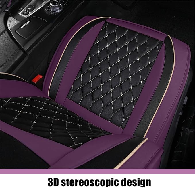 SanQing Car Seat Covers Full Set, Super Luxurious Heavy Universal Duty Waterproof Leather Automotive Vehicle Cover for Cars SUV Pick-up Truck, Non-Slip Seat Purple Car Accessories(Full Set/Purple)