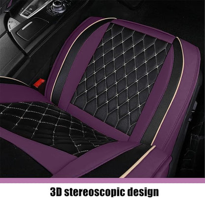SanQing Car Seat Covers Full Set, Super Luxurious Heavy Universal Duty Waterproof Leather Automotive Vehicle Cover for Cars SUV Pick-up Truck, Non-Slip Seat Purple Car Accessories(Full Set/Purple)