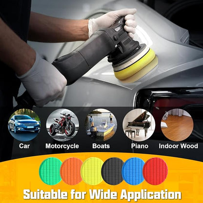 6 Inch Buffing Polishing Pads, 3Pcs Yellow Medium Polishing Pad Compound Buffing Sponge Pads for Car Buffer Polisher Compounding, Polishing and Waxing