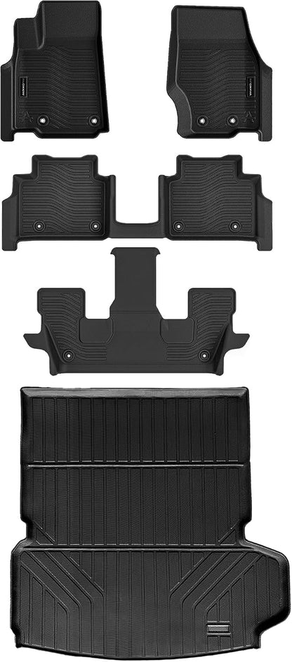 Auxko All Weather Floor Mats & Cargo Liner with Backrest Protector Fit for 2026 2025-2021 Jeep Grand Cherokee L 6 Seat (2nd Bucket Seat) Odorless Liners Accessories Black