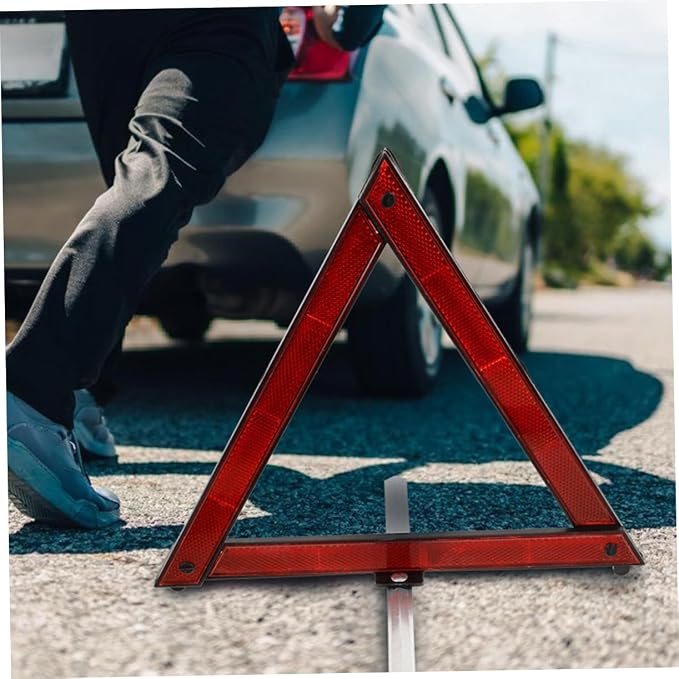 KICHOUSE 5pcs Foldable Reflective Safety Triangle Kit Emergency Road Warning Signs for Vehicles Increased Visibility Compact Design for Roadside Assistance and Traffic Safety