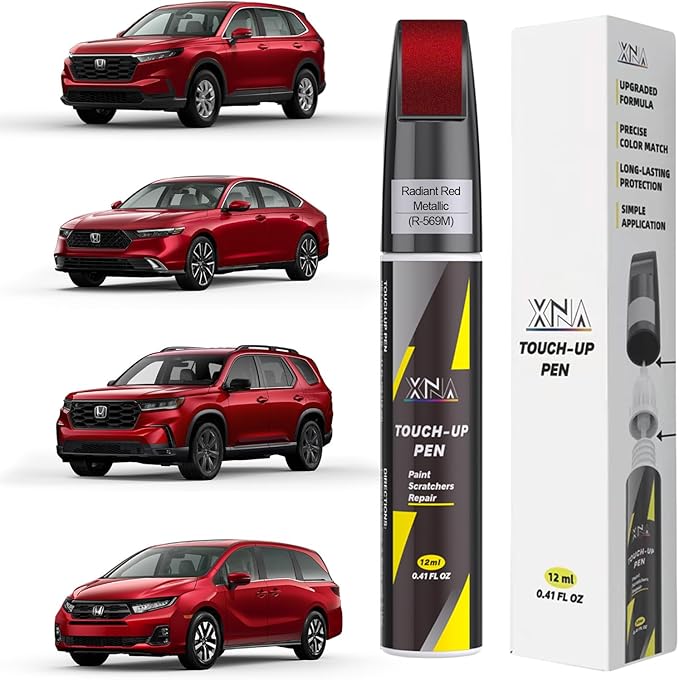 XNA Radiant Red Metallic(R-569M) for Honda Touch Up Paint, Car Scratch Remover for Nicks and Chips Repair, 2-In-1 Quick & Easy Fix Car Scratch Repair Kit with Exact Color-Matched
