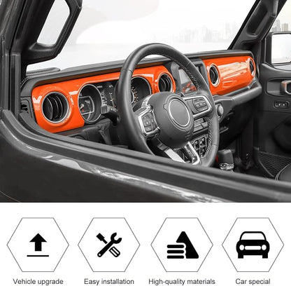 RT-TCZ Center Console Trim Cover Dashboard Control Panel Cover Decorative Interior Accessories for Jeep Wrangler JL JLU & Gladiator JT 2018-2022,Orange