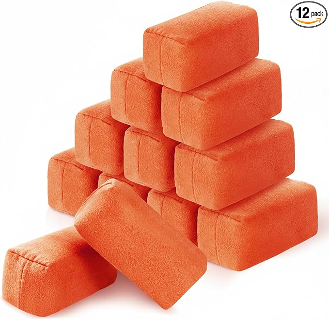 Riakrum 12 Pack Microfiber Applicator Pads Suede Car Detailing Sponge Ceramic Coating Applicator Pads Coating Sponge for Cars Graphene Metal Plastic Trim Ceramic Spray Applying Wax (Orange)