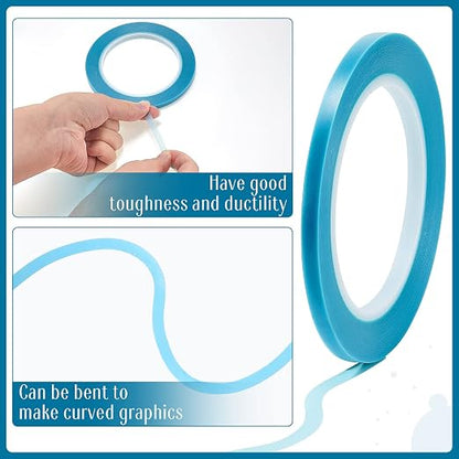 Xuniea 5 Rolls of Vinyl Tape Masking Tape Automotive Car Auto Paint for Curves, High Temperature Vinyl Low Tack(1/16 Inch, 1/8 Inch, 1/4 Inch, 1/2 Inch, 3/4 Inch, Blue)