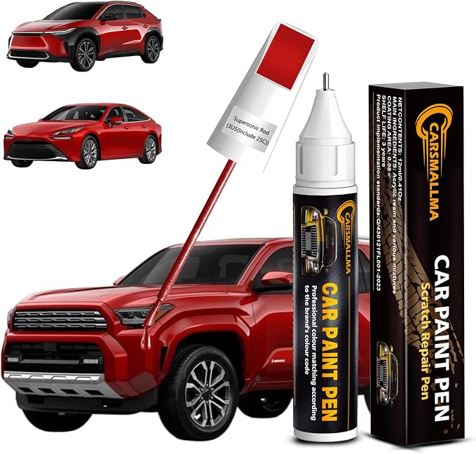 Car Touch Up Paint(3U5/2S Supersonic Red) for Toyota, Color Accurate Car Scratch Repair Remover Pen,Automotive Paint Quick & Easy to fix vehicle Chips and Nicks Scuff