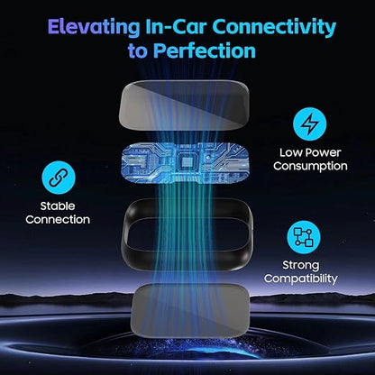 Wireless CarPlay Adapter for Apple iPhone, Convert Wired CarPlay to Wireless, Mini Car Play Dongle w/Plug & Play Bluetooth Connection, 2 USB-A to Type-C Converter for More Car Types (Black, Medium)