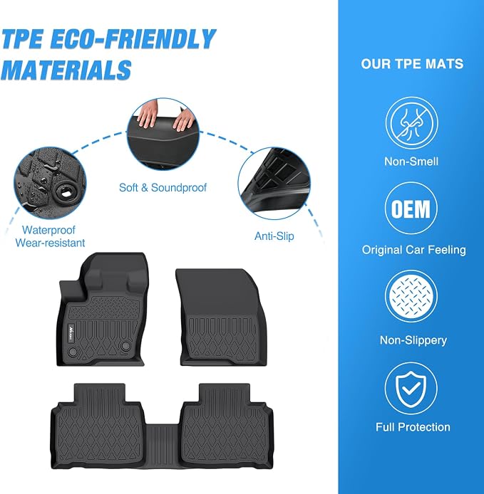 Nilight TPE Floor Mats for Ford Edge 2015 2016 2017 2018 2019 2020 2021 2022 2023 2024 2025 2026 All Weather Custom Fit Heavy Duty Floor Liners