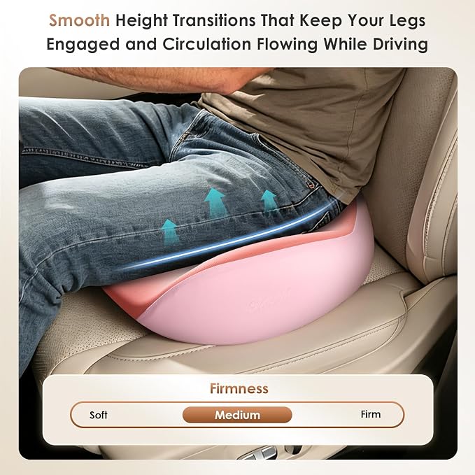 FLORICH Upgrade Large Car Seat Cushion for Long Sitting, Ergonomic Memory Foam Driving Seat Cushion for Back & Sciatica Pain Relief, Non-Slip Washable Seat Cushion for Car, Driver, Office-Pink