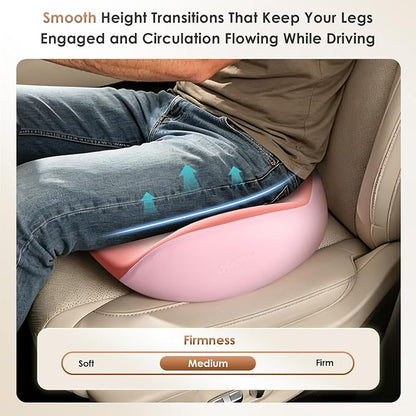 FLORICH Upgrade Large Car Seat Cushion for Long Sitting, Ergonomic Memory Foam Driving Seat Cushion for Back & Sciatica Pain Relief, Non-Slip Washable Seat Cushion for Car, Driver, Office-Pink
