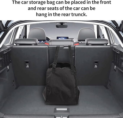Car Seat Organizer - Large Capacity Passenger Seat Storage Travel Bag, Portable, Foldable and Collapsible Miscellaneous Car Hanging Bags, Reusable Shopping Tote with Drawstrings
