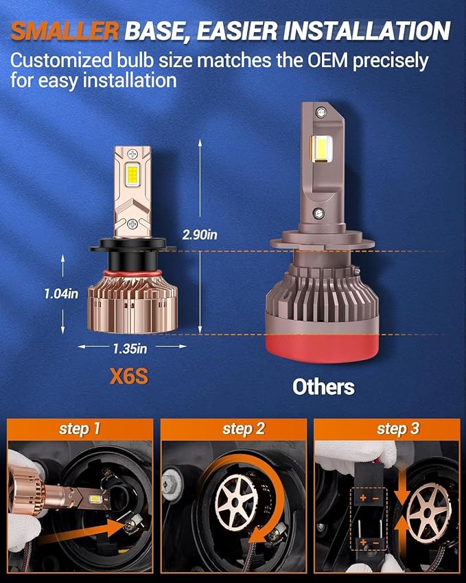 SEALIGHT X6S 9005/HB3 H11/H9/H8 Bulbs Combo 900% Ultra-Bright, 60000+ Hrs HB3 H9 Lighting with Cooling Fan, Easy Plug and Play, Pack of 4