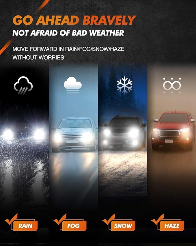 SEALIGHT H11/H8 Led Fog Light Bulbs, 400% High Bright H11 Fog Lights, 6000K Cool White 50000HRS Lifespan H16 LED Fog Light Bulbs for Car, 2 Pack