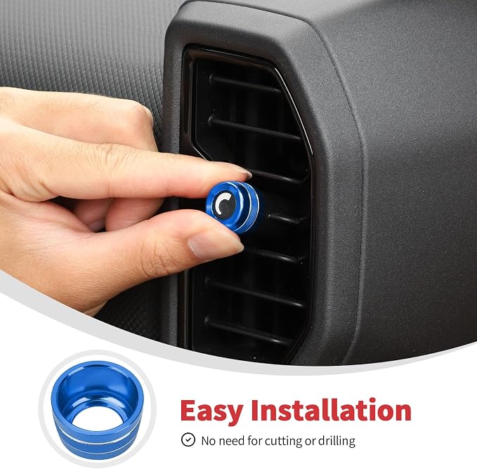 Linskip Aluminum Vent Knob Covers Compatible with Ford Bronco Sport 2021-2024, Dash Air Vent Knob Trim Kit for Bronco Sport Interior Accessories(Blue)