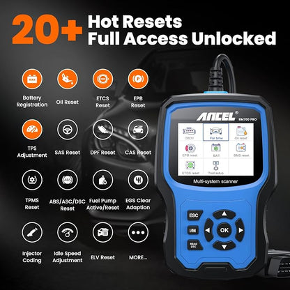 ANCEL BM700 PRO Fit for BMW Scanner - Battery Registration Tool, Code Reader for BMW/Mini/RR, Advanced OBD2 Scanner Auto V-I-N, Full System Diagnostic for BMW Scan Tool with All Reset Services (Blue)