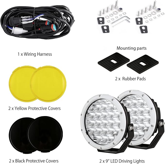 BIGLION.X 7Inch Driving Lights Spotlights Pair 210W 32000LM Round LED Spot Off Road Lights Marine Light Bar Amber Fog Headlights 12V 24V for Pickup Trucks ATV UTV Car UTE 4WD Boat