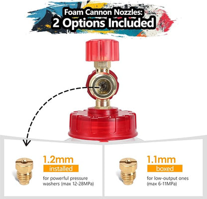 Foam Cannon Kit with Graffiti Short Pressure Washer Gun 3/8" Quick Connect M22-15mm Adapter Adjustable Snow Foam Bottle with 1/4" Quick Connect and 5 Nozzle Tips for Car Wash