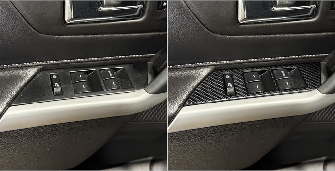 Premium Carbon Fiber Compatible with Ford Edge 2011-2014 2012 2013 SEL/Limited/SE/Sport Accessories Car Front Door Window Lift Switch Panel Cover Interior Trim Sticker Decal Black 2PCS