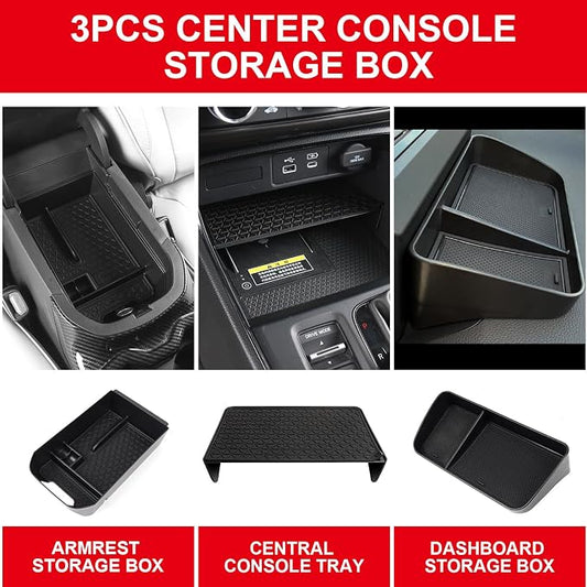 3PCS Center Console Tray Organizer for Toyota 2019-2025 RAV4 Hybrid, Prime (PHEV) Accessories Center Console Tray，Dashboard Tray，Armrest Storage Box（for 8'' Multimedia Display Only）