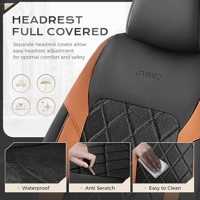 Coverado Car Seat Covers, Front Seat Covers, 2 Front Automotive Seat Cover, Mesh Breathable Seat Protectors, Universal Fit for Most Cars