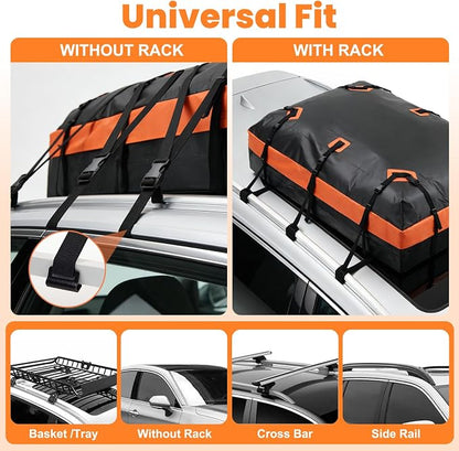 DUMOS Car Rooftop Cargo Carrier 20 Cubic Feet, Car Roof Waterproof PVC Bag, with Anti-Slip Mat, Combination Luggage Lock, Reinforced Straps & Door Hooks, Fit Vehicles with/Without Roof Racks
