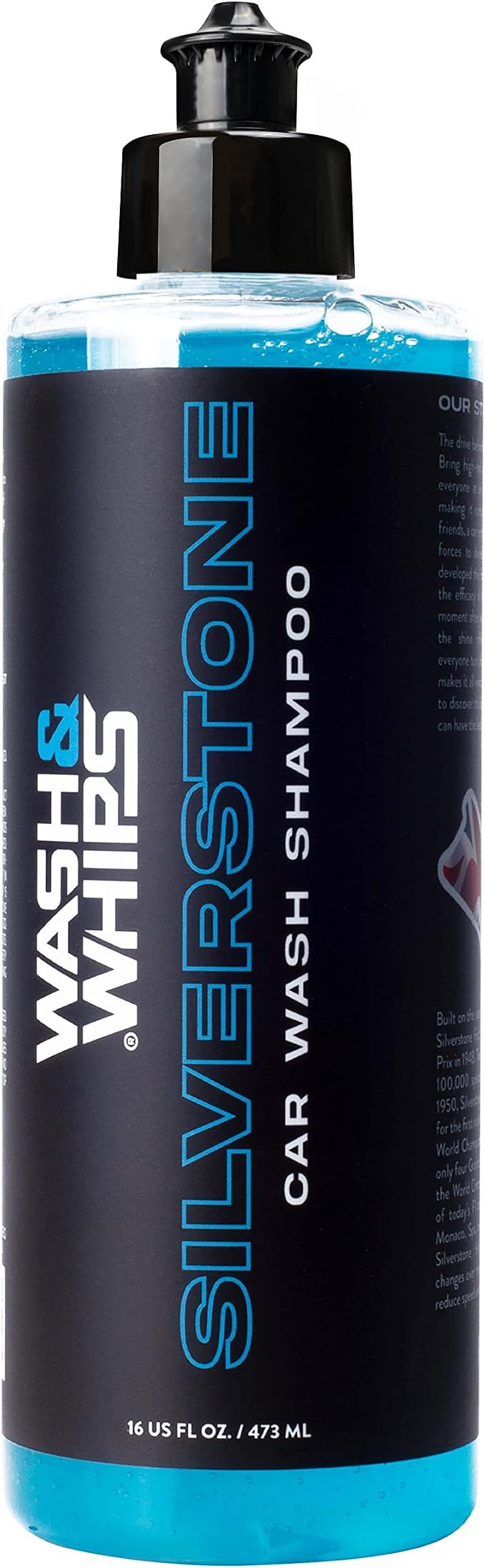 WASH&WHIPS Silverstone Car Wash Shampoo – pH Balanced Soap to Eliminate Grime, Dirt Without Scratching Paint, Foam Gun, Car Soap – Spot-Free Auto Detergent, 16 fl oz