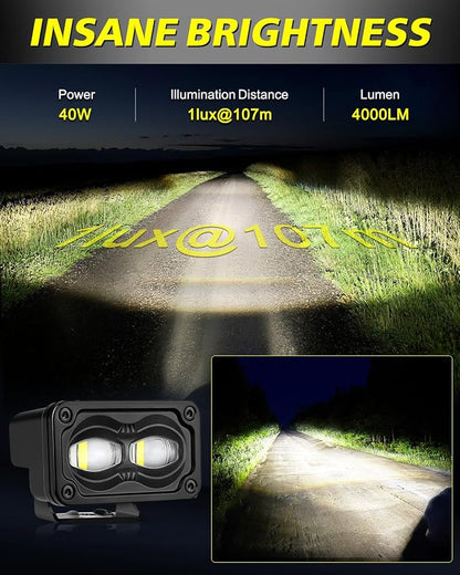 3 Inch SAE Fog Lights CREE LEDs with Wiring Harness & Black Covers | Street Legal SAE Fog Beam, High Intensity CREE LEDs, Free Wiring kit & Black Covers