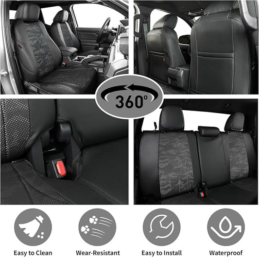 EKR Tacoma Seat Covers Custom Fit for Toyota Tacoma (Only for Hybrid) 2024 2025 2026 Double cab TRD Sport/TRD Off-Road/Limited/Trailhunter-Truck Seat Cover Full Set,Faux Leather(Black/Gray Camo A63)