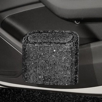 Bling Rhinestone Car Trash Can, Black, Swing-Lid