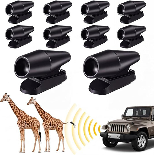 10 Pcs Deer Whistles Horns Deer Avoids Collisions Vehicles Wind Activated Ultrasonic Warning for Car Motorcycles(Black)