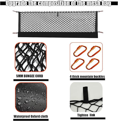 Envelope Style Cargo Net Compatible with 2013-2025 2026 Chevy Silverado & GMC Sierra 1500/2500HD/3500HD Accessories Highly Elastic Truck Bed Cargo Net with Storage Bag- Upgraded 5mm Bungee