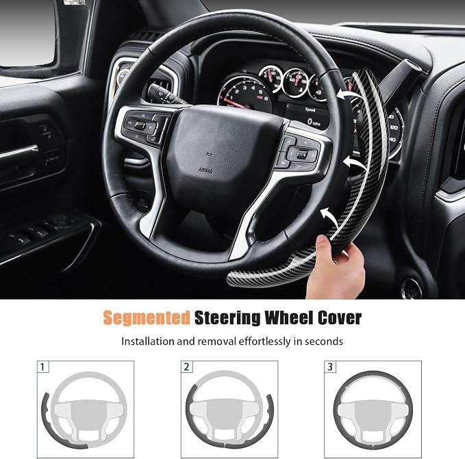 Aimato Customized Steering Wheel Cover for Chevy Silverado 1500 2019-2026/2500 3500 2020-2026/Blazer 2019-2025/Suburban Tahoe 2021-2024,Thin,Anti-Slip,Scratch-Resistant Car Accessory for Chevrolet
