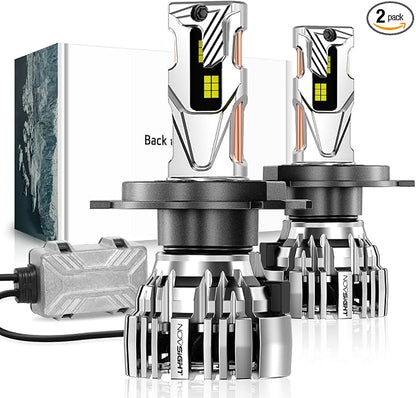 NOVSIGHT H4 Fog Lights Bulbs - 55000 Lumens,100000 Hours Lifespan,6500K Cool White Light,Efficent Cooling System, Pack of 2