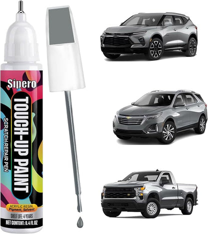 Sterling Gray Metallic (GXD/WA130H) for Chevy Touch Up Paint, Exact Color Match Scratch Repair Kit Compatible with Chevrolet Silverado Equinox Tahoe Colorado Blazer Express