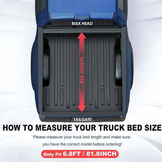KUIPERAUTO 6.8FT Fiberglass Hard Tri Truck Bed Tonneau Cover Compatible for Ford F250/350 1999-2024 Super Duty 82Inch