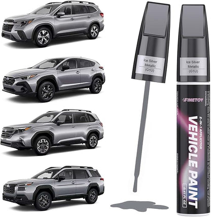 Ice Silver Metallic(G1U) Touch up Paint for Subaru, Quick & Easy Fix for Car Scratches, 2 in 1 Car Touch up Paint with Pen Tip and Brush, Auto Scratch Repair Pen with Exact Color Match